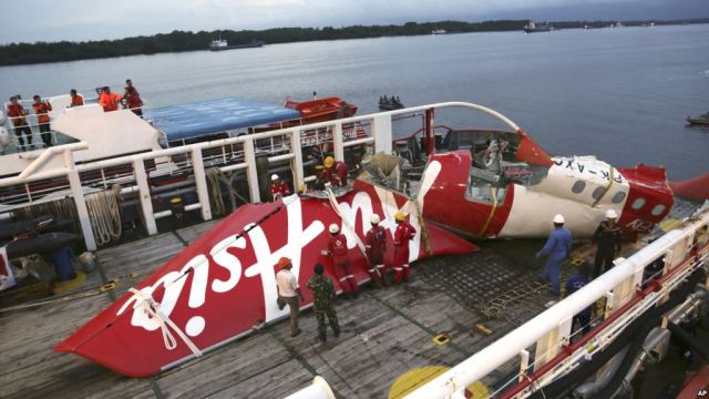 Debris of the ill-fated AirAsia Flight 8501 found at sea.